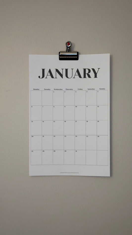 2026 Minimalist Large Vertical Wall Calendar Planner (12" x 18")