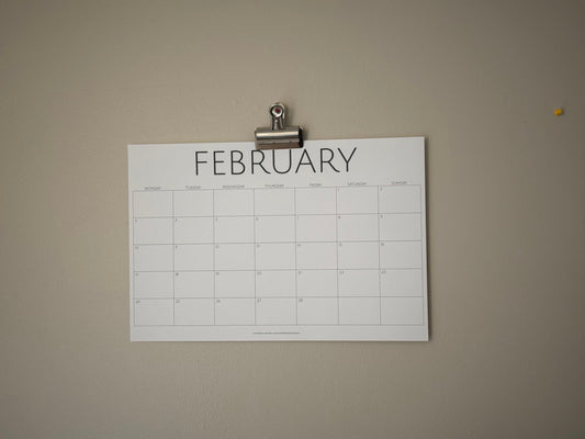 2026 Minimalist Large Horizontal Wall Calendar Planner (12" x 18")