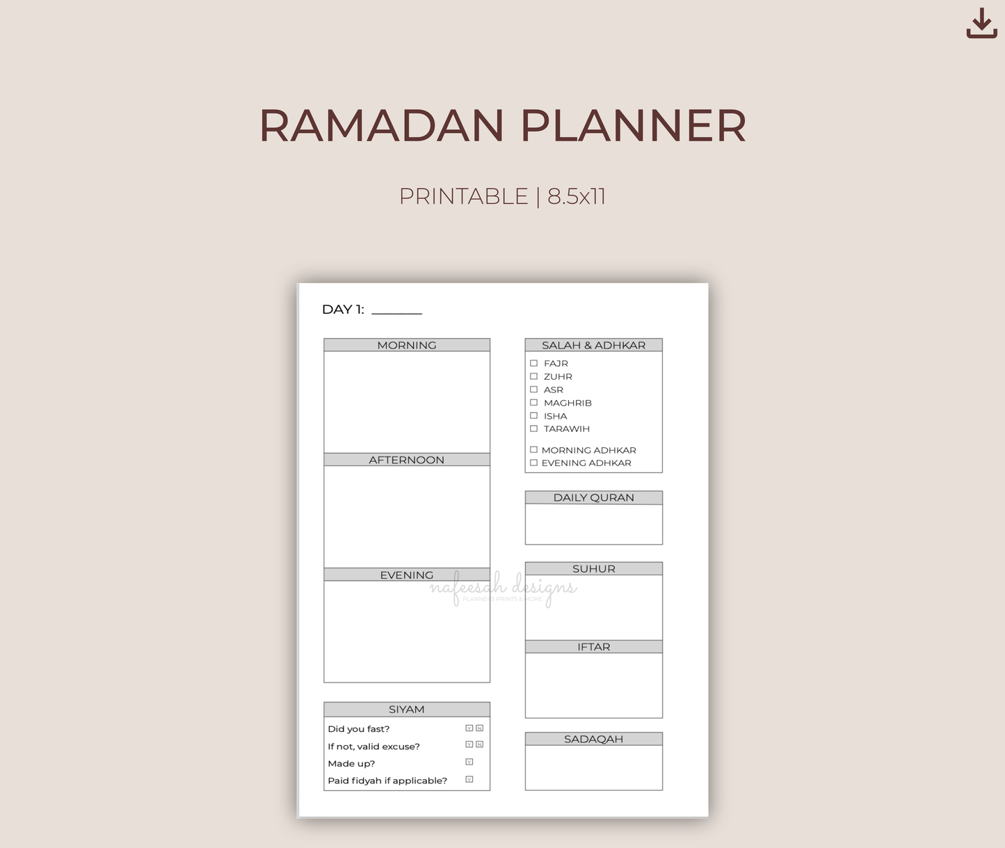 Free Ramadan Planner 2026 | Printable