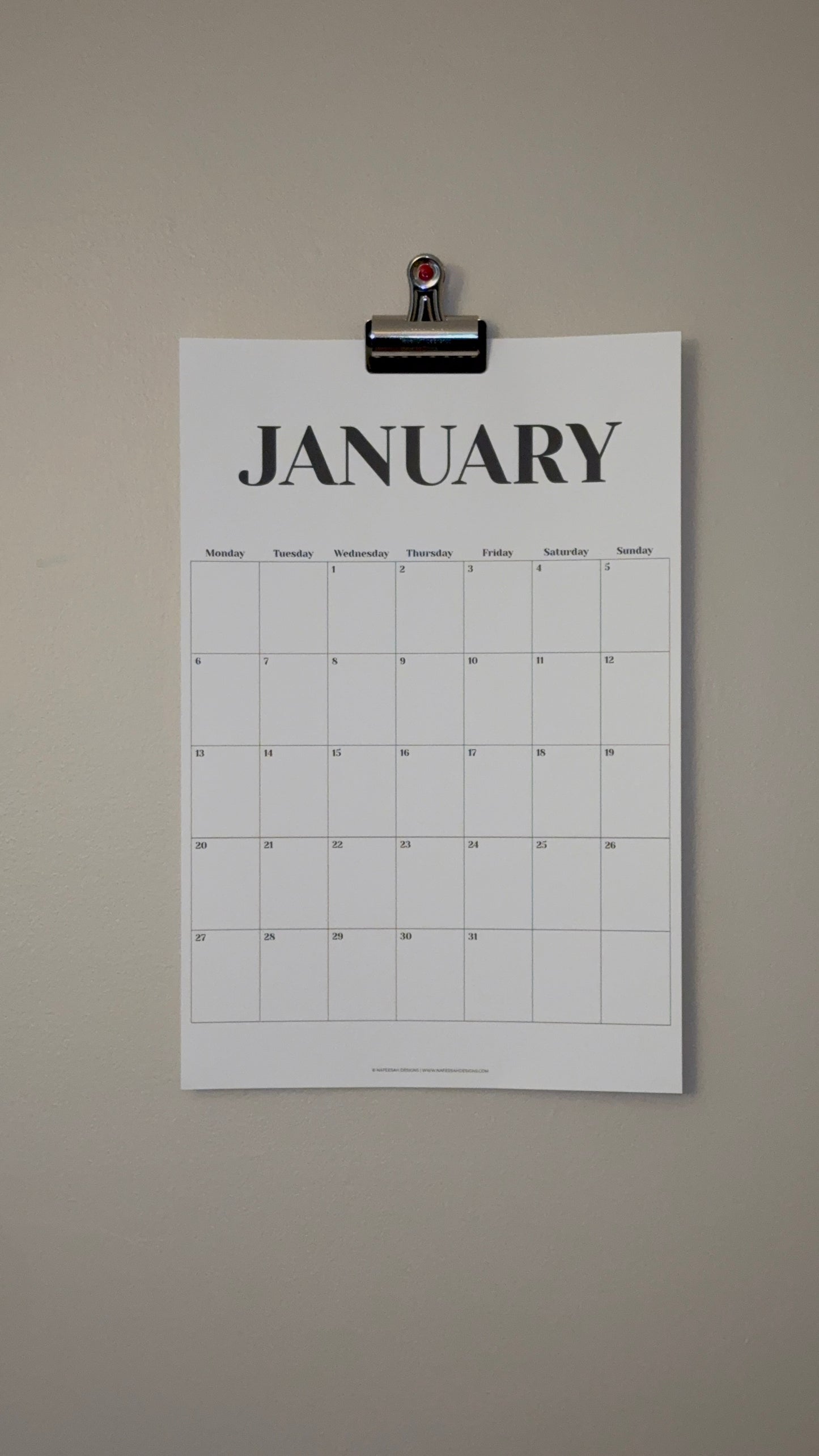 2025-2026 Minimalist Large Vertical Wall Calendar Planner