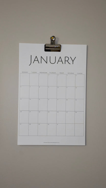 2025-2026 Minimalist Large Vertical Wall Calendar Planner