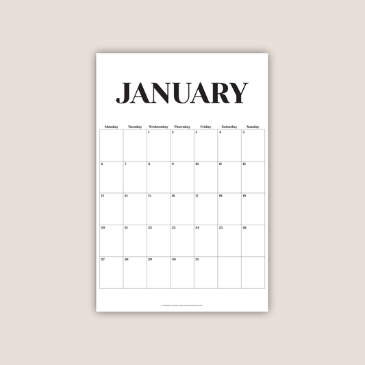 2025-2026 Minimalist Large Vertical Wall Calendar Planner