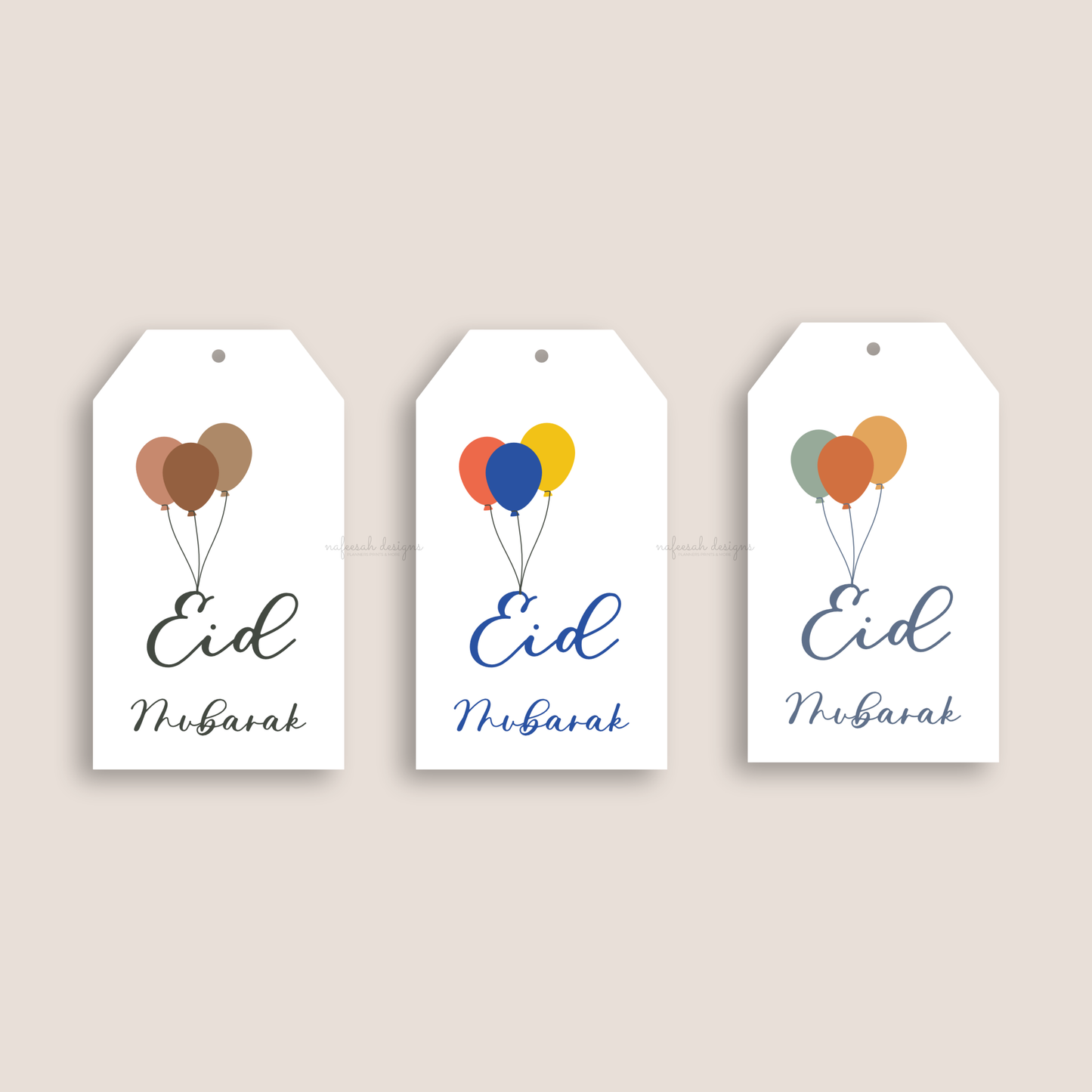 Eid Mubarak Gift Tags | Balloons