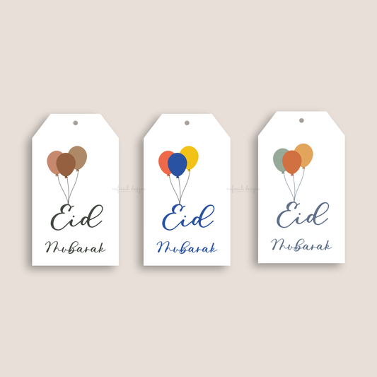 Eid Mubarak Gift Tags | Balloons