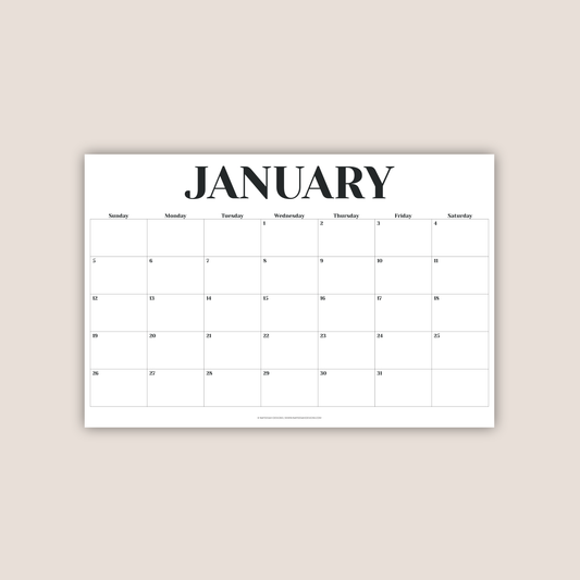 2025-2026 Minimalist Large Horizontal Wall Calendar Planner