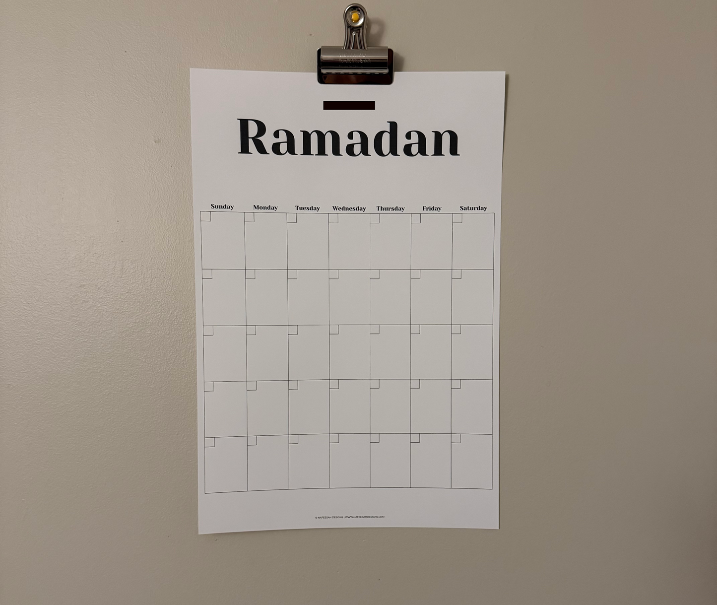 Undated Islamic Hijri Calendar | Minimalist Large Vertical Wall Calendar