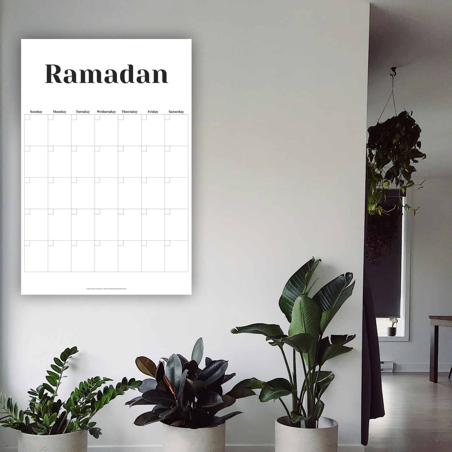 Undated Islamic Hijri Calendar | Minimalist Large Vertical Wall Calendar